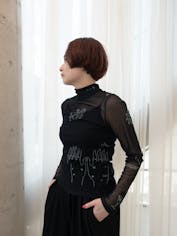 "Tattoo Mesh Top" Art work by Chiaki Kobayashi - YOHEI OHNO × VOILLD / Black